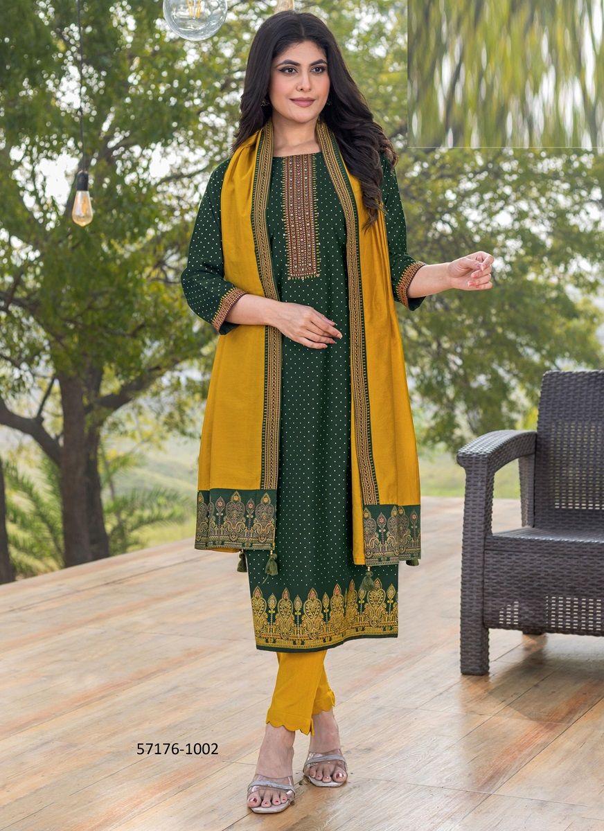 SKY LINE - Catalog # 57177 (Set of 6 Readymade Salwar Suits) by Brand WOOGLEE FASHIONS