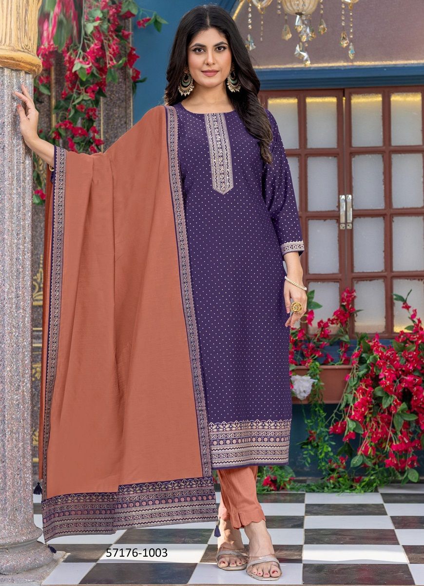 SKY LINE - Catalog # 57177 (Set of 6 Readymade Salwar Suits) by Brand WOOGLEE FASHIONS