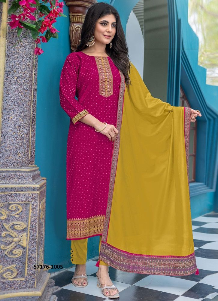 SKY LINE - Catalog # 57177 (Set of 6 Readymade Salwar Suits) by Brand WOOGLEE FASHIONS