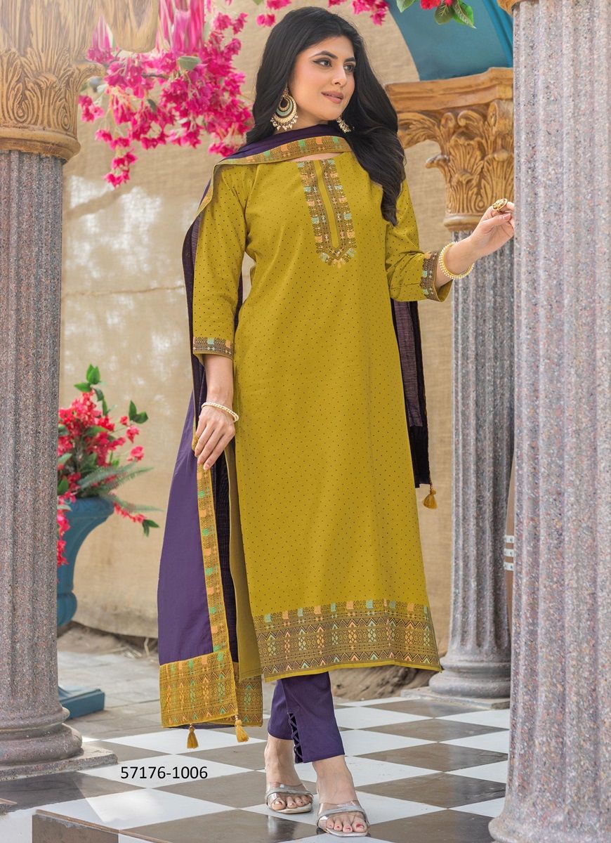 SKY LINE - Catalog # 57177 (Set of 6 Readymade Salwar Suits) by Brand WOOGLEE FASHIONS