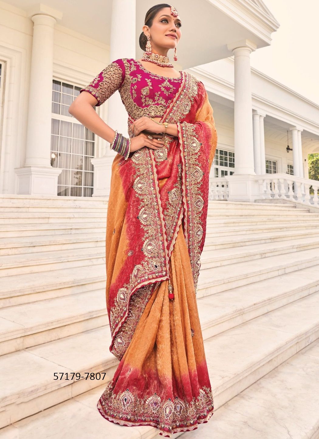 SHAHI POSHAK 3 - Catalog # 57179 (Set of 9 Sarees) by Brand M N SAREES