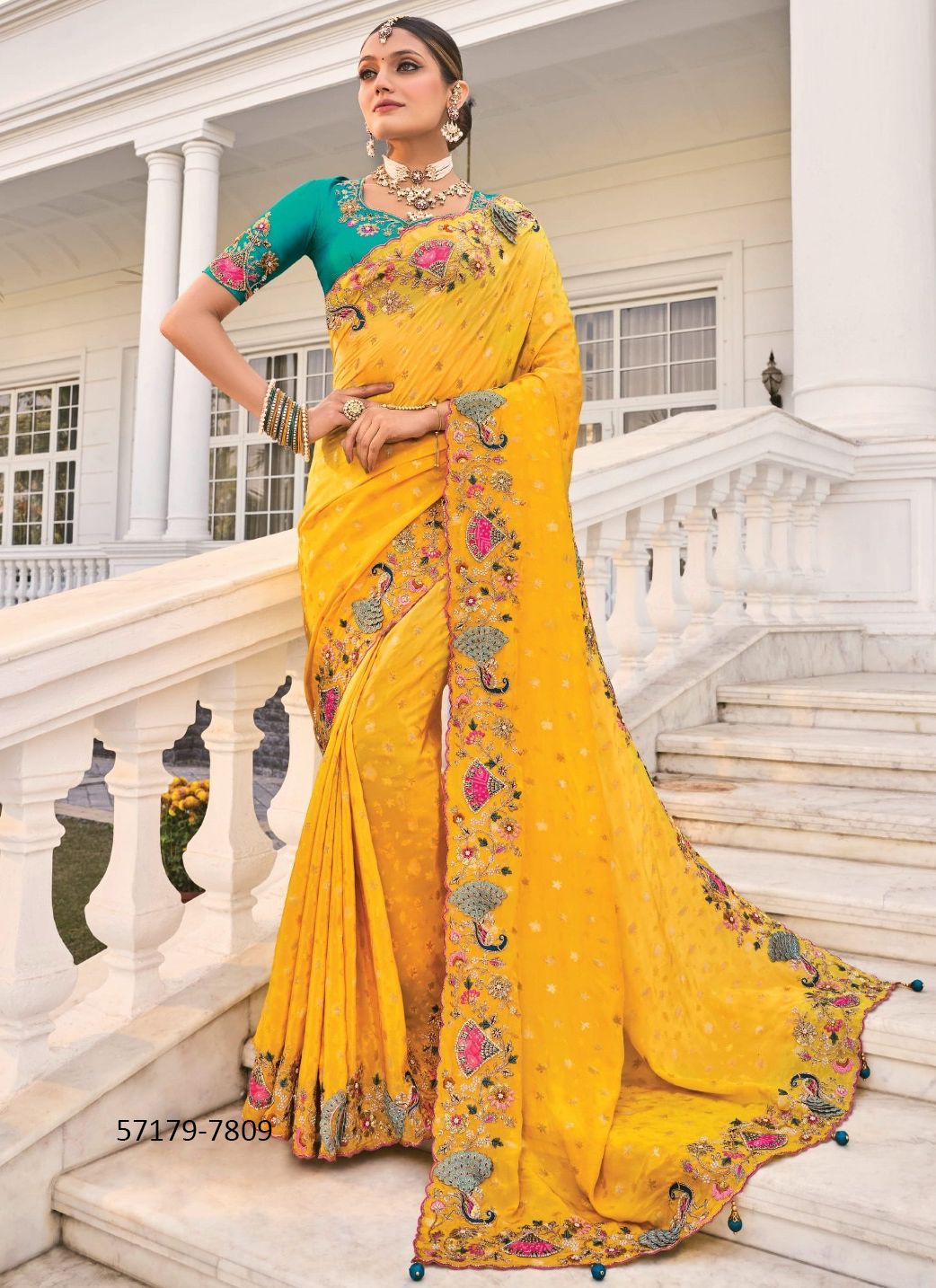 SHAHI POSHAK 3 - Catalog # 57179 (Set of 9 Sarees) by Brand M N SAREES