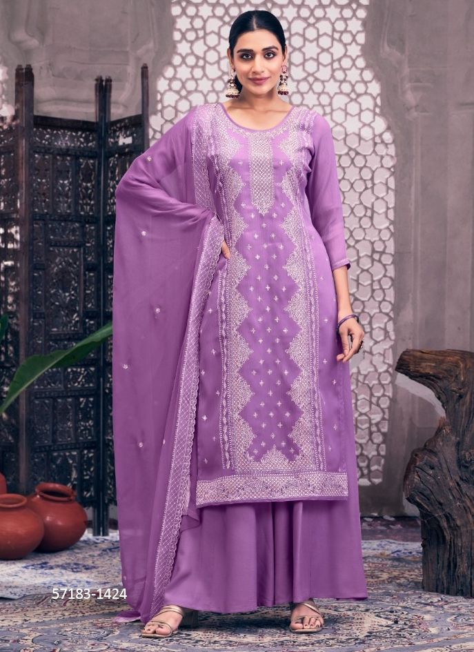 DHRITI - Catalog # 57183 (Set of 4 Semi-Stitched / Un-Stitched Suits) by Brand FOUR DOTS