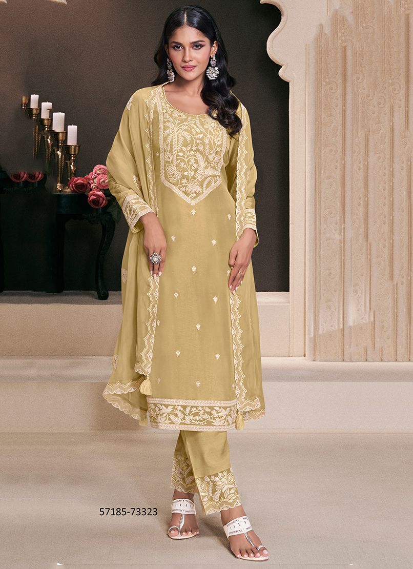 INDRI - Catalog # 57185 (Set of 4 Semi-Stitched / Un-Stitched Suits) by Brand VINAY FASHION LLP