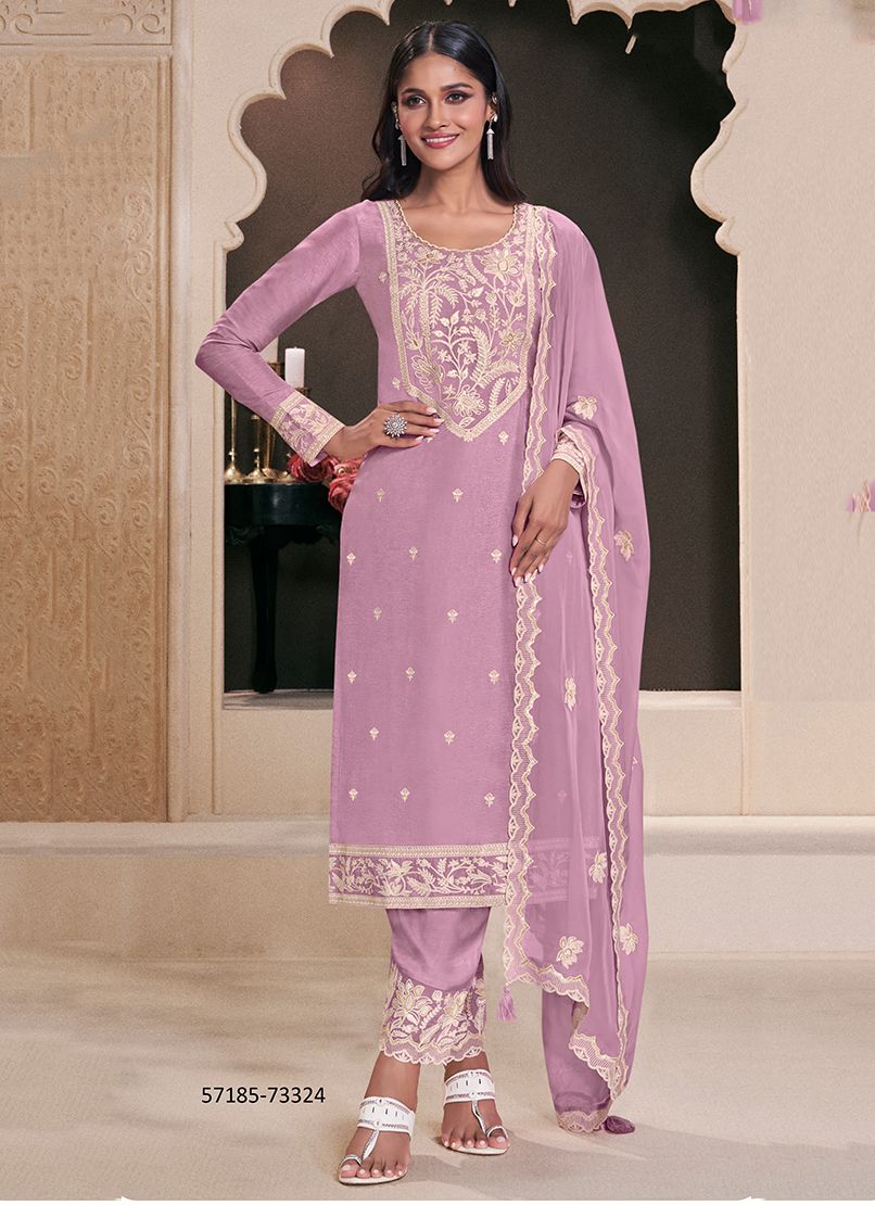 INDRI - Catalog # 57185 (Set of 4 Semi-Stitched / Un-Stitched Suits) by Brand VINAY FASHION LLP