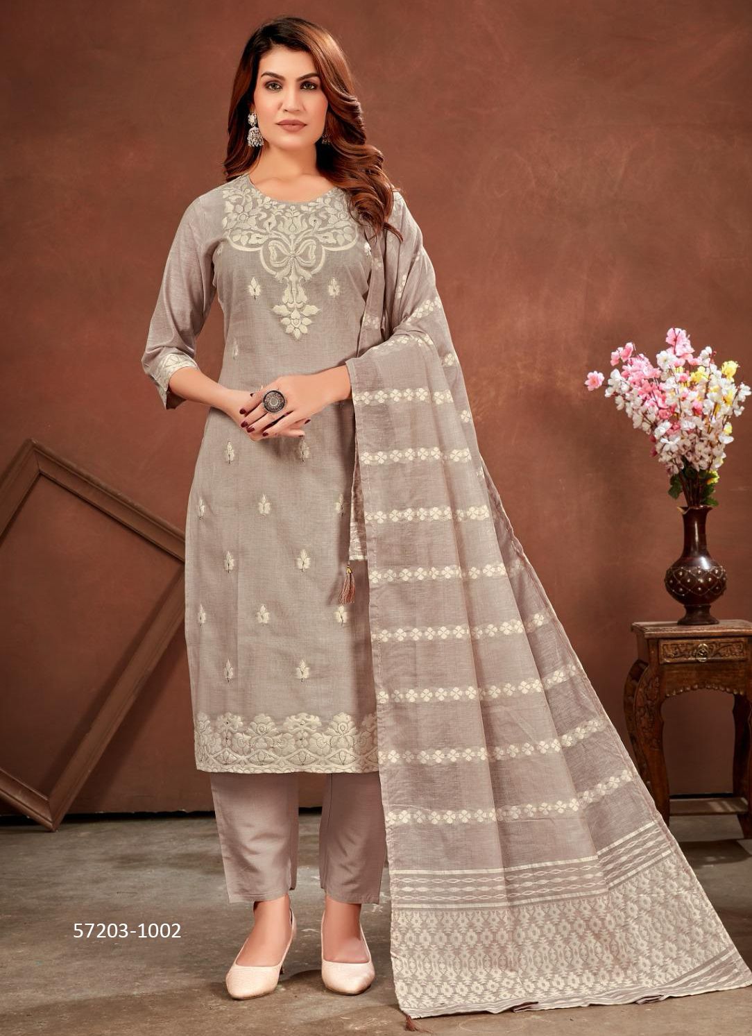 COTTON CANDY - Catalog # 57203 (Set of 4 Readymade Salwar Suits) by Brand POONAM DESIGNER