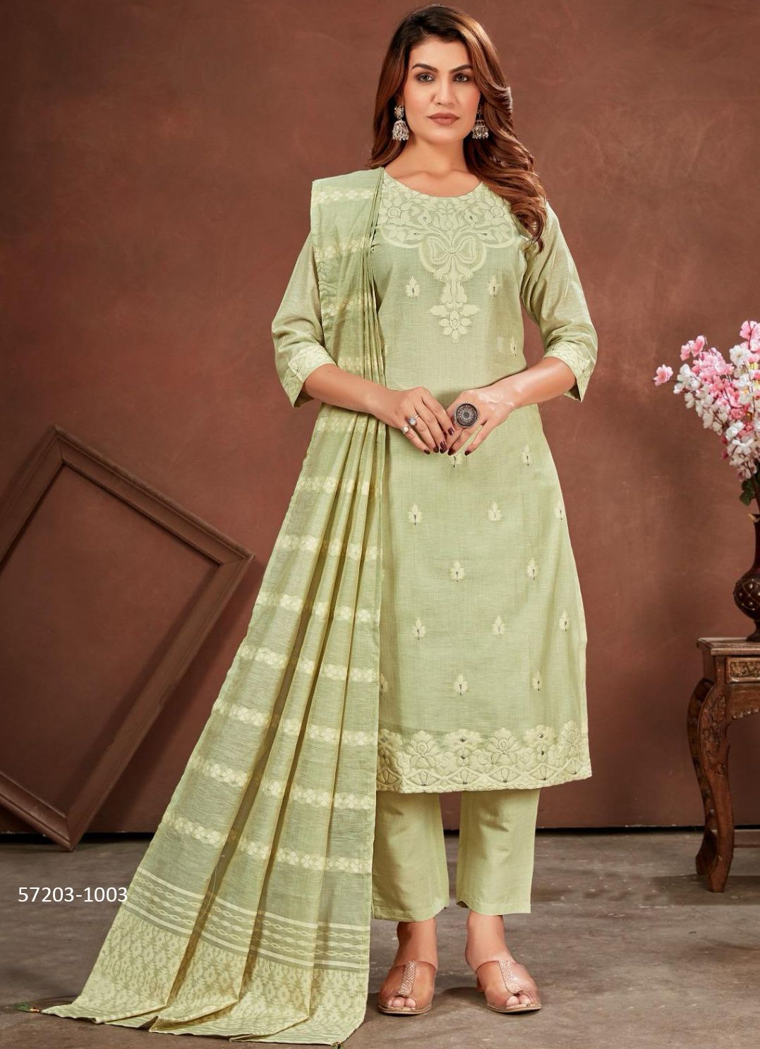 COTTON CANDY - Catalog # 57203 (Set of 4 Readymade Salwar Suits) by Brand POONAM DESIGNER