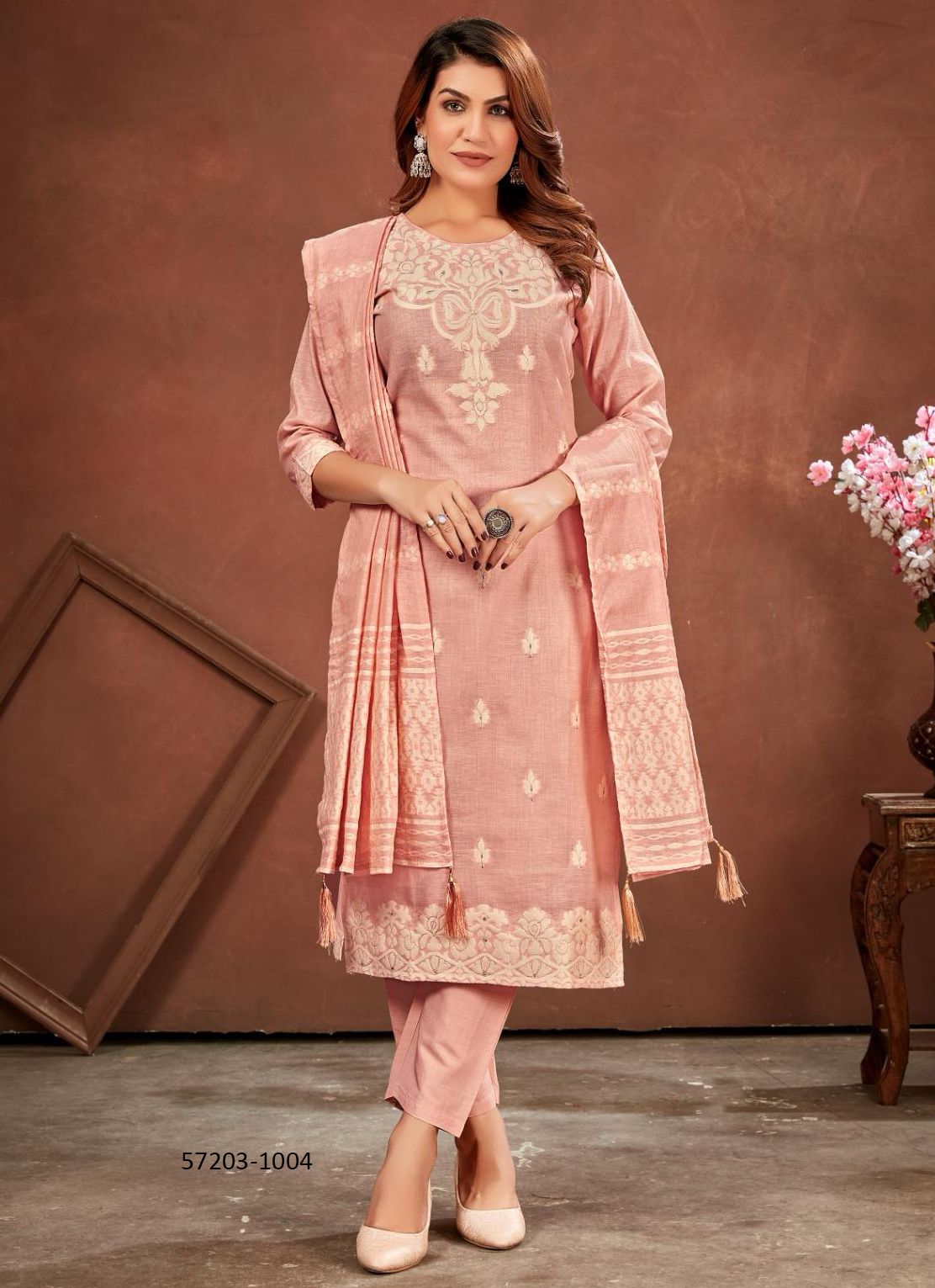 COTTON CANDY - Catalog # 57203 (Set of 4 Readymade Salwar Suits) by Brand POONAM DESIGNER