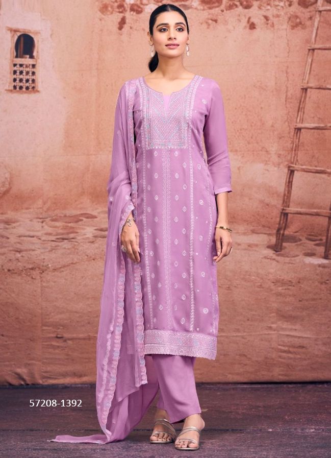 ASHER - Catalog # 57208 (Set of 4 Semi-Stitched / Un-Stitched Suits) by Brand KALARANG