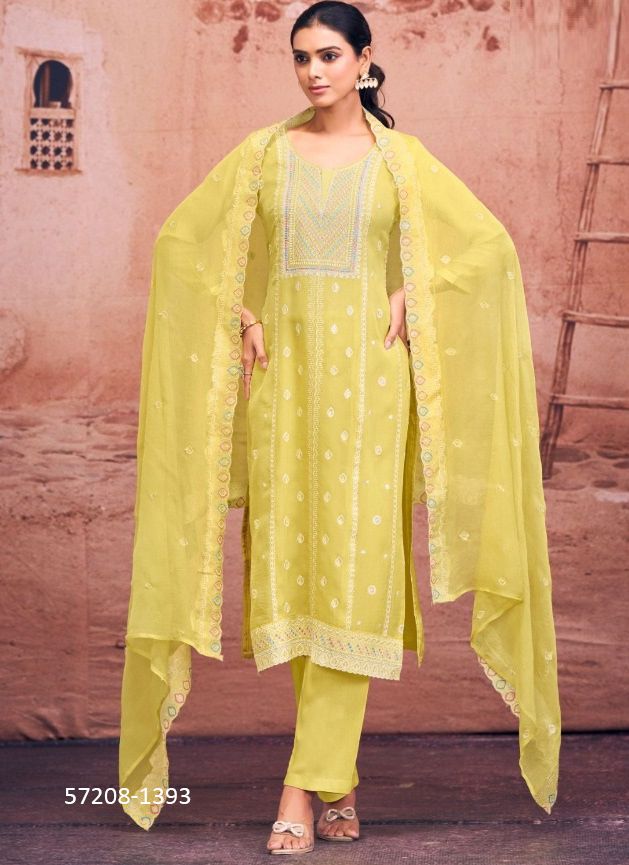ASHER - Catalog # 57208 (Set of 4 Semi-Stitched / Un-Stitched Suits) by Brand KALARANG