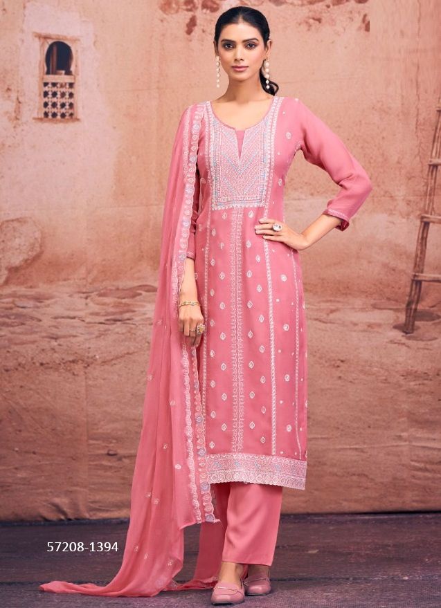 ASHER - Catalog # 57208 (Set of 4 Semi-Stitched / Un-Stitched Suits) by Brand KALARANG