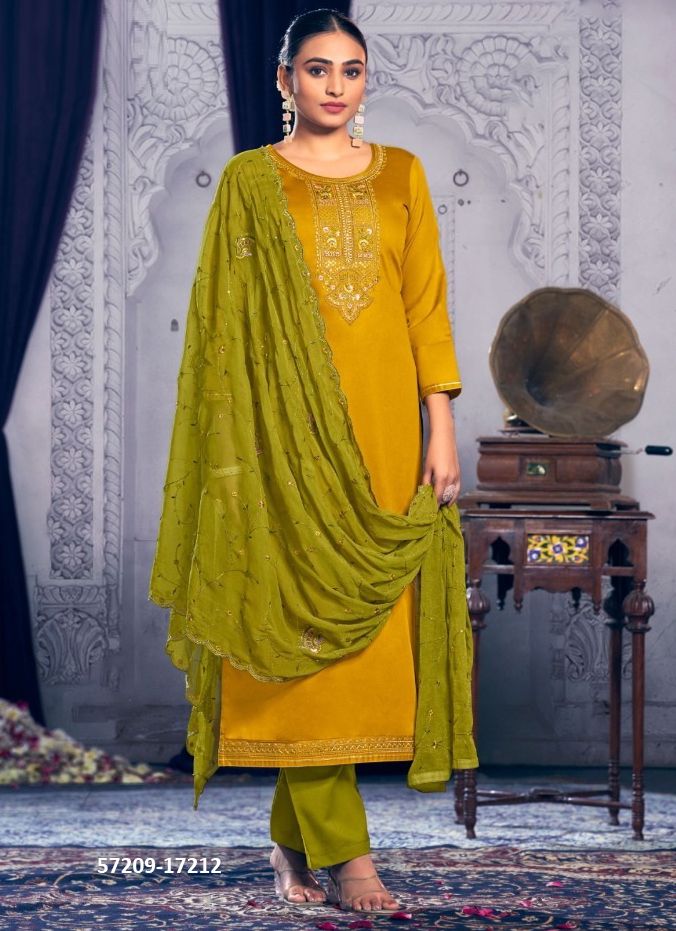 APARNA - Catalog # 57209 (Set of 6 Semi-Stitched / Un-Stitched Suits) by Brand KALARANG