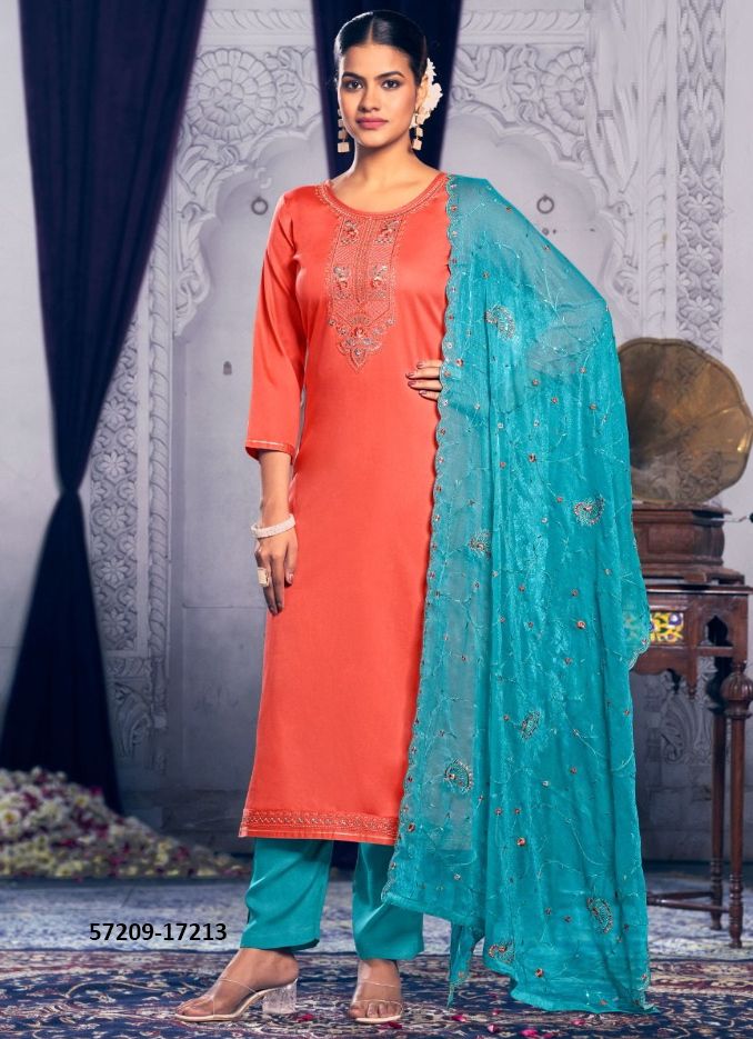 APARNA - Catalog # 57209 (Set of 6 Semi-Stitched / Un-Stitched Suits) by Brand KALARANG
