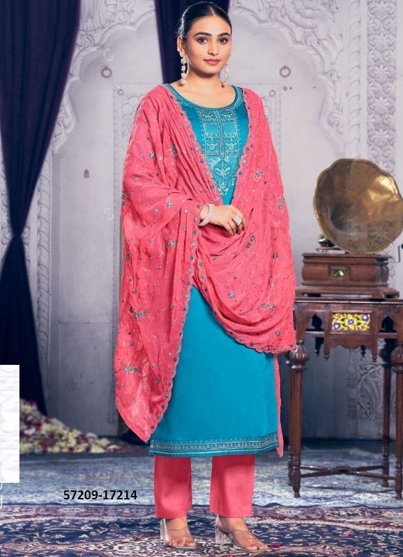 APARNA - Catalog # 57209 (Set of 6 Semi-Stitched / Un-Stitched Suits) by Brand KALARANG