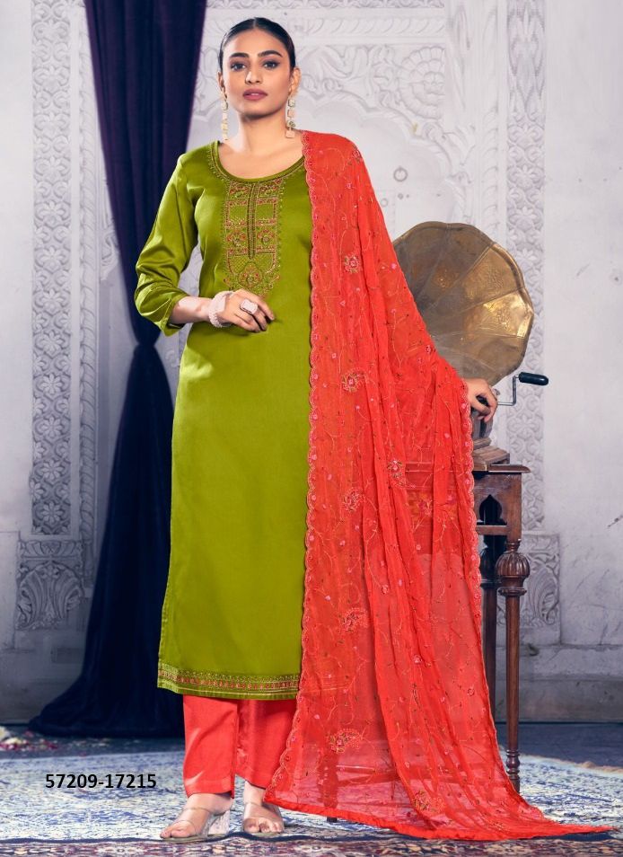 APARNA - Catalog # 57209 (Set of 6 Semi-Stitched / Un-Stitched Suits) by Brand KALARANG