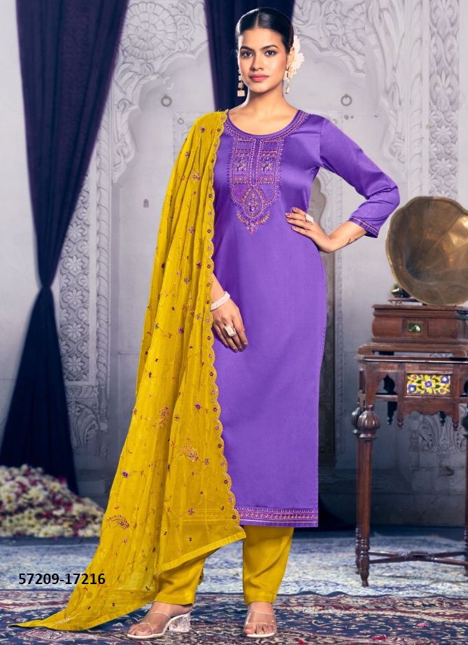APARNA - Catalog # 57209 (Set of 6 Semi-Stitched / Un-Stitched Suits) by Brand KALARANG