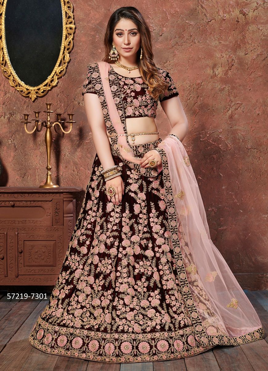 NEO ROMANTIC 1 - Catalog # 57219 (Set of 5 Semi-Stitched Lehengas) by Brand STROLLAY ® NEO ROMANTIC 1 - Catalog # 57219 (Set of 5 Semi-Stitched Lehengas) by Brand STROLLAY ®