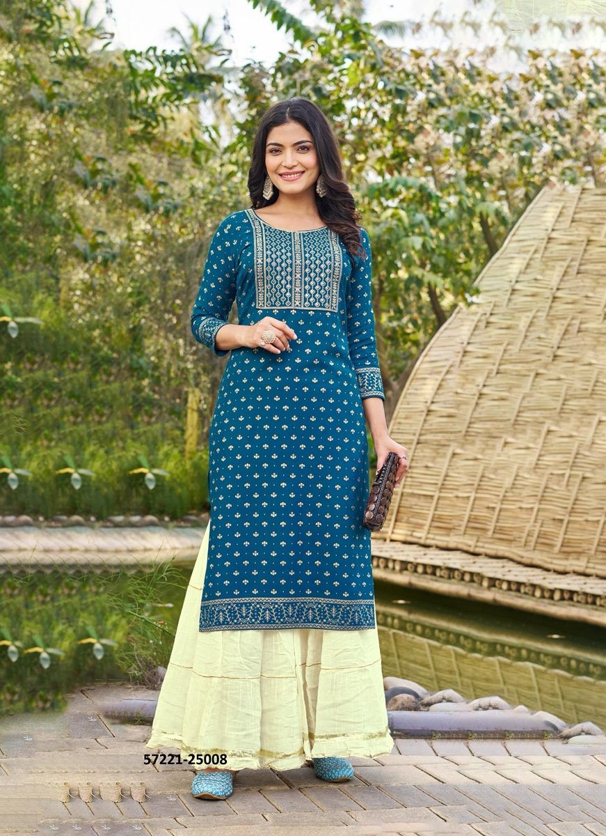 BIGG BOSS 25 - Catalog # 57221 (Set of 8 Readymade Women's Kurtis / Tops) by Brand BLUE HILLS