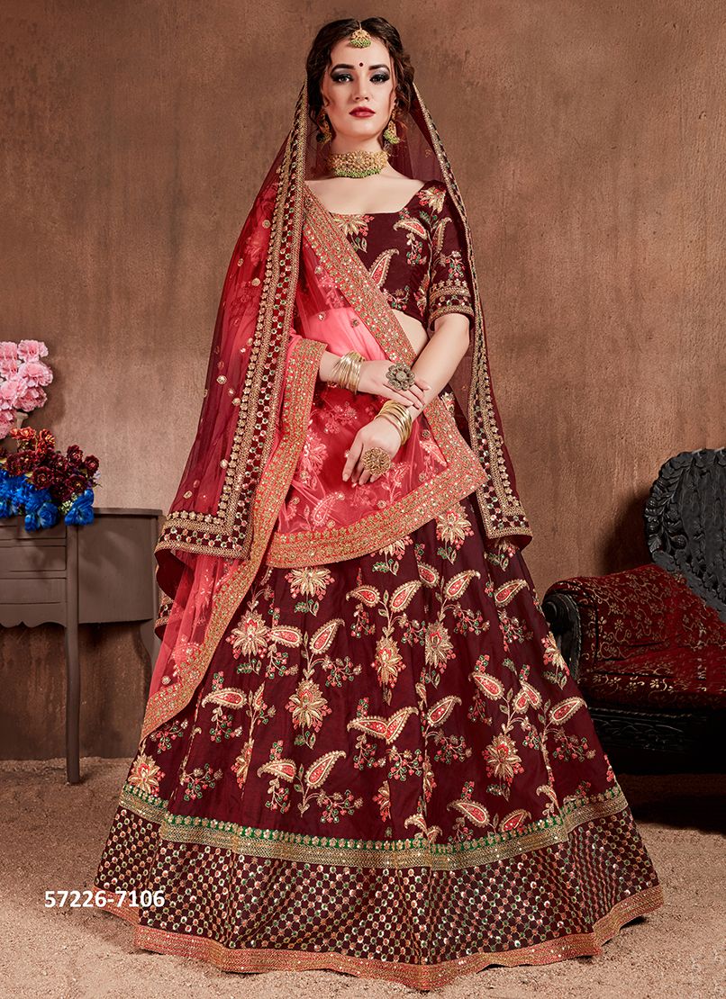 NEO TRADITIONAL 1 - Catalog # 57226 (Set of 8 Semi-Stitched Lehengas) by Brand STROLLAY ®
