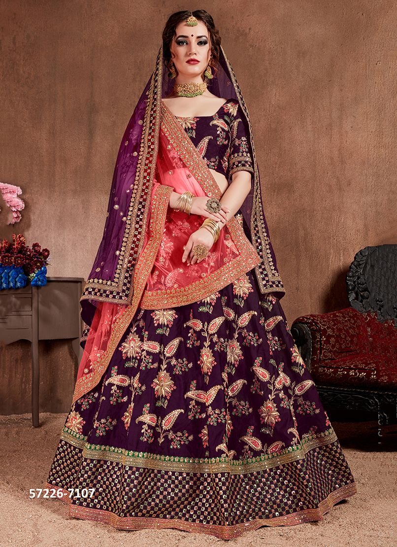 NEO TRADITIONAL 1 - Catalog # 57226 (Set of 8 Semi-Stitched Lehengas) by Brand STROLLAY ®