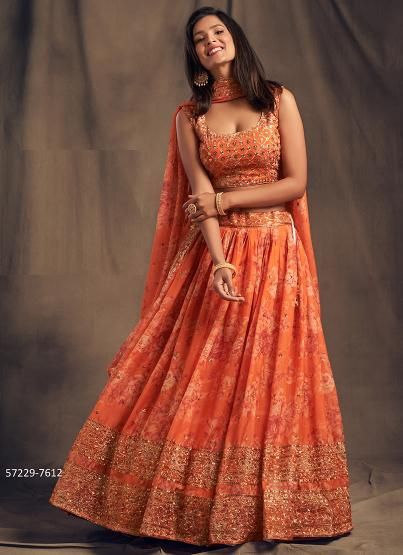 FLORAL 2 - Catalog # 57229 (Set of 9 Semi-Stitched Lehengas) by Brand STROLLAY ®