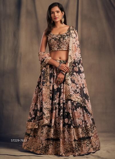 FLORAL 2 - Catalog # 57229 (Set of 9 Semi-Stitched Lehengas) by Brand STROLLAY ®