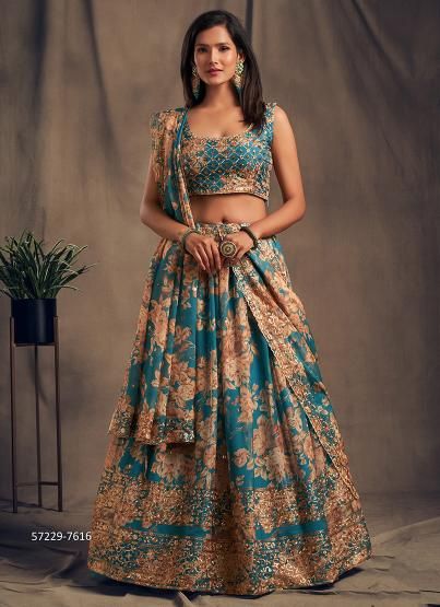 FLORAL 2 - Catalog # 57229 (Set of 9 Semi-Stitched Lehengas) by Brand STROLLAY ®