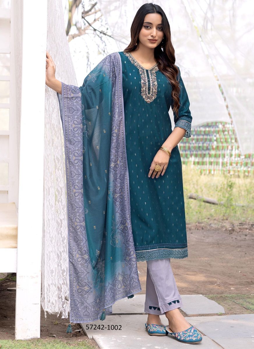 DEVAINE - Catalog # 57242 (Set of 6 Readymade Salwar Suits) by Brand KADLEE FASHION