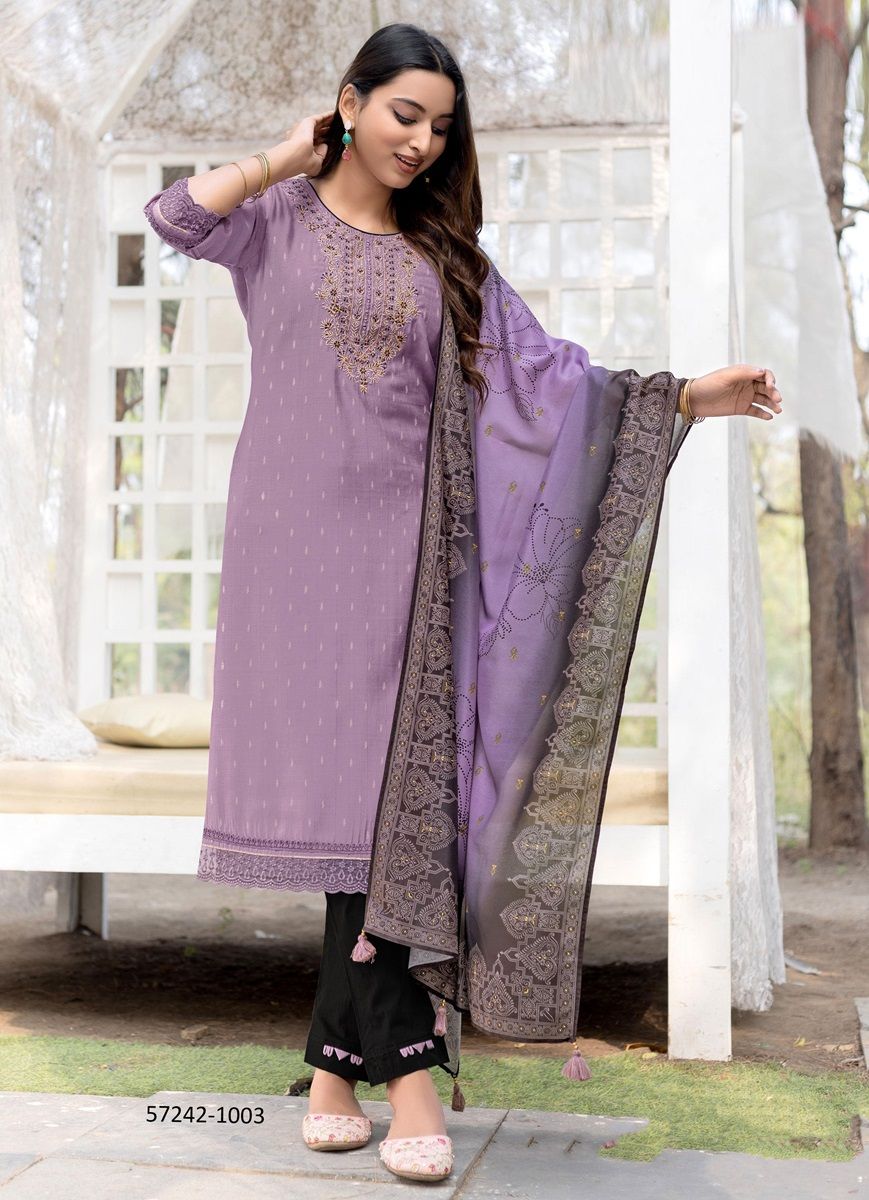 DEVAINE - Catalog # 57242 (Set of 6 Readymade Salwar Suits) by Brand KADLEE FASHION