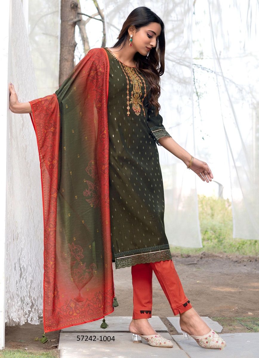 DEVAINE - Catalog # 57242 (Set of 6 Readymade Salwar Suits) by Brand KADLEE FASHION