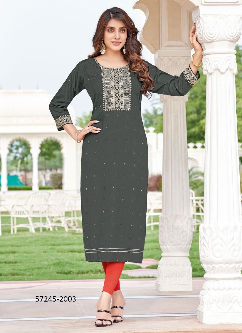 CHITRA - Catalog # 57245 (Set of 4 Readymade Women's Kurtis / Tops) by Brand WOOGLEE FASHIONS
