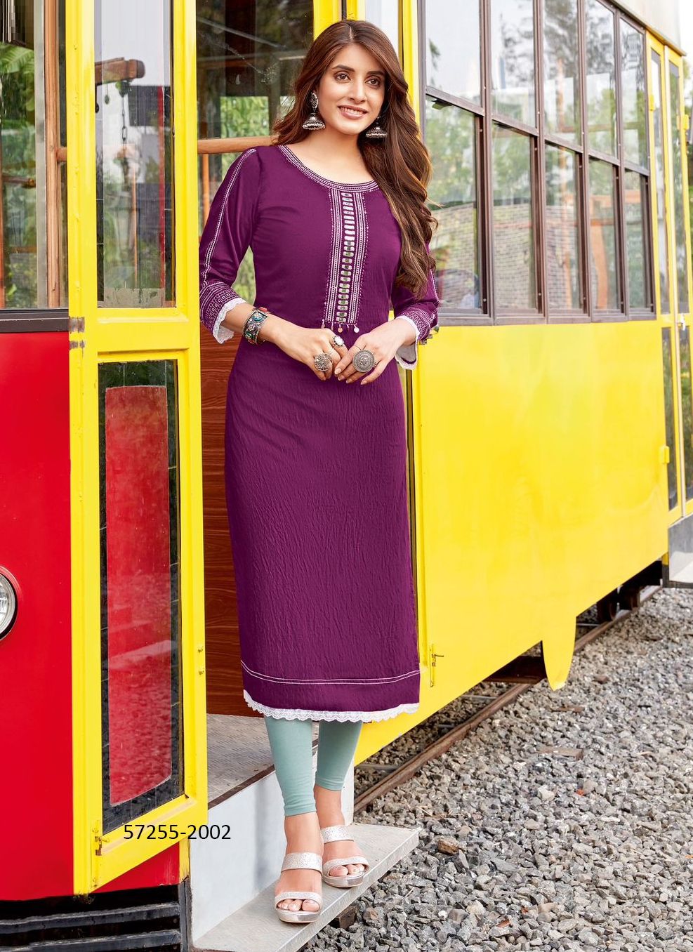 ANANYA - Catalog # 57255 (Set of 4 Readymade Women's Kurtis / Tops) by Brand WOOGLEE FASHIONS