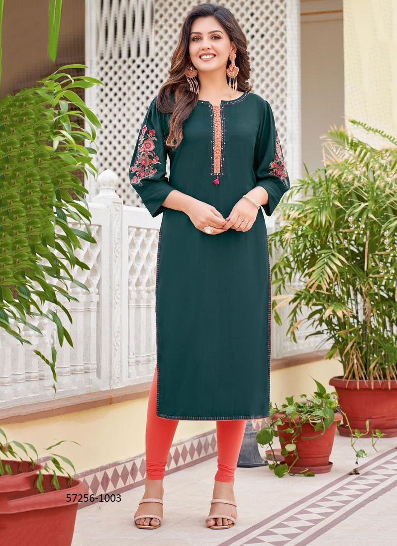 KAAMIYA - Catalog # 57256 (Set of 6 Readymade Women's Kurtis / Tops) by Brand MITTOO