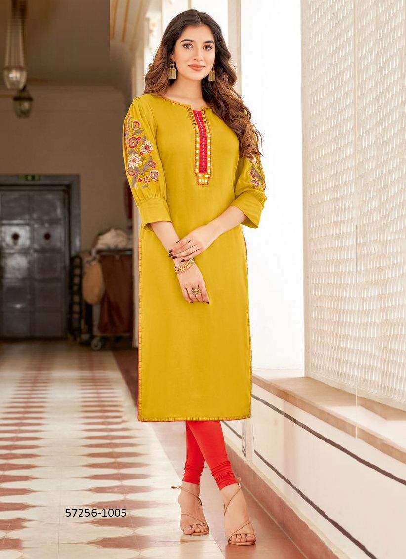 KAAMIYA - Catalog # 57256 (Set of 6 Readymade Women's Kurtis / Tops) by Brand MITTOO