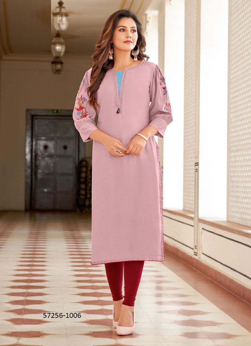 KAAMIYA - Catalog # 57256 (Set of 6 Readymade Women's Kurtis / Tops) by Brand MITTOO