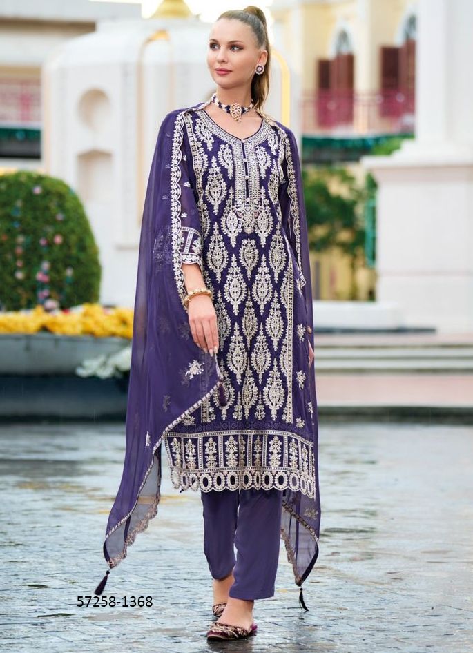 ANAYA 2 - Catalog # 57258 (Set of 3 Readymade Salwar Suits) by Brand ZAVERI WOMAN
