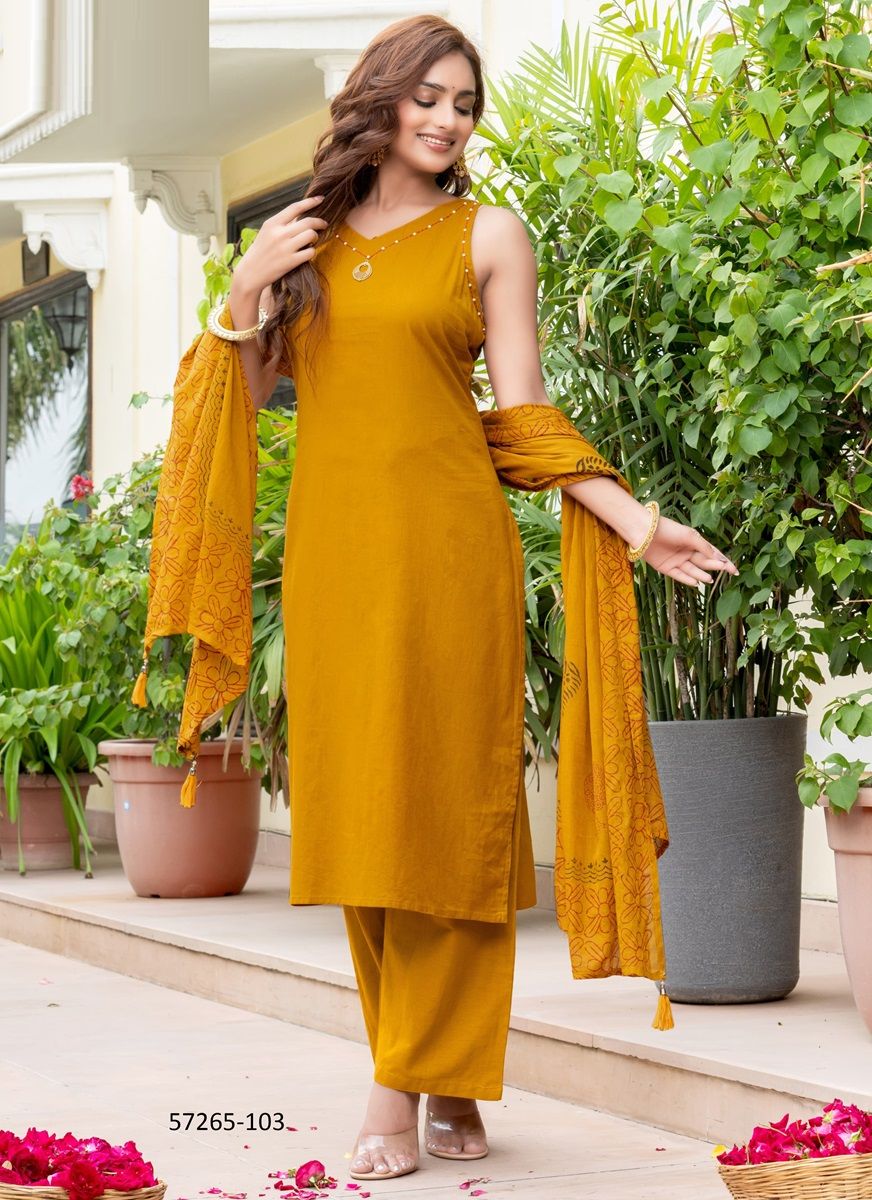MAHIYA - Catalog # 57265 (Set of 6 Readymade Salwar Suits) by Brand OSSM
