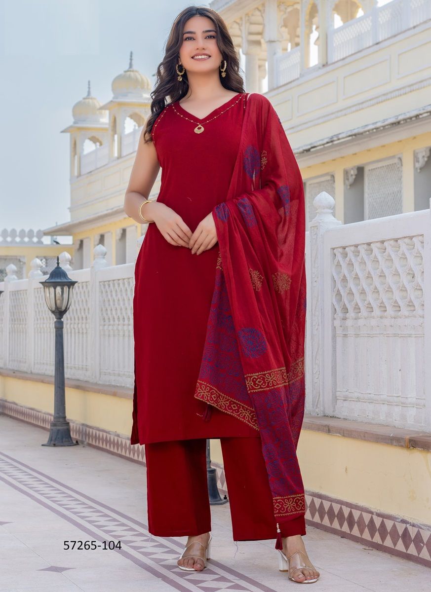 MAHIYA - Catalog # 57265 (Set of 6 Readymade Salwar Suits) by Brand OSSM