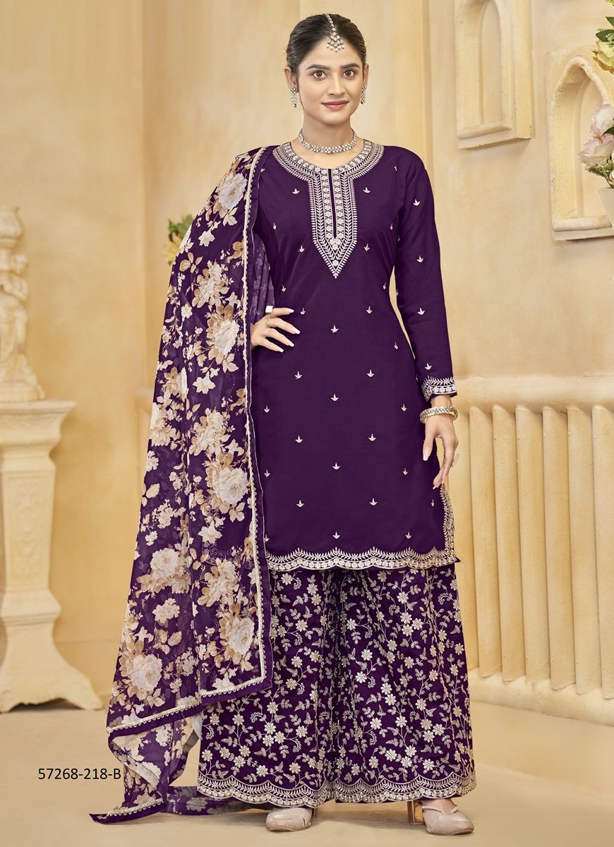 AANAYA 218 - Catalog # 57268 (Set of 4 Semi-Stitched / Un-Stitched Suits) by Brand STROLLAY ®