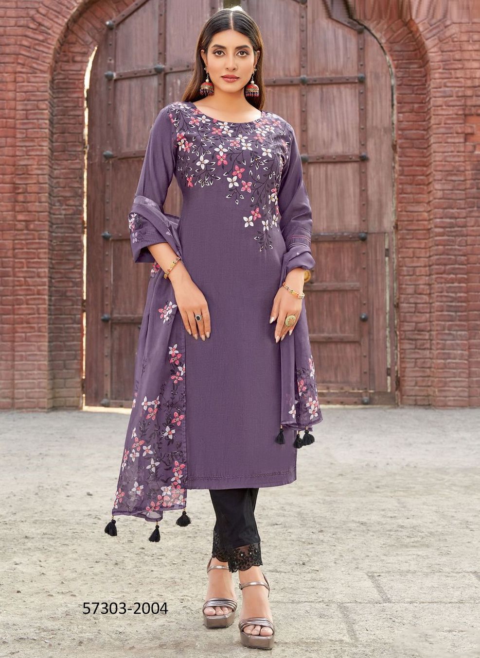 SHIVANI - Catalog # 57303 (Set of 5 Readymade Salwar Suits) by Brand KADLEE FASHION