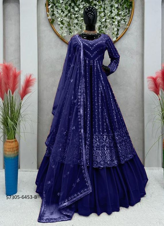 SERIES 6453 - Catalog # 57305 (Set of 6 Semi-Stitched Lehengas) by Brand STROLLAY ®