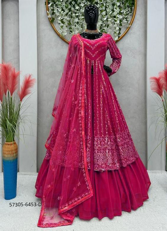 SERIES 6453 - Catalog # 57305 (Set of 6 Semi-Stitched Lehengas) by Brand STROLLAY ®