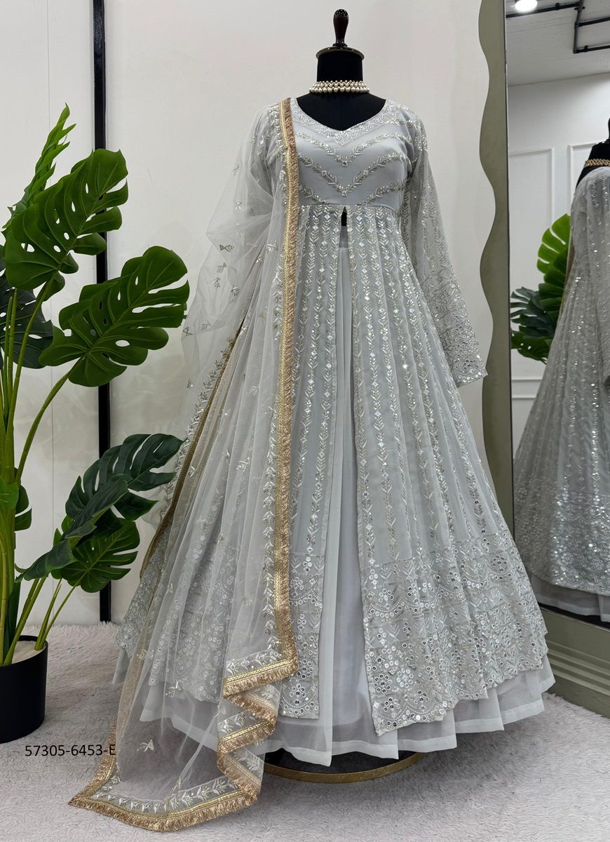 SERIES 6453 - Catalog # 57305 (Set of 6 Semi-Stitched Lehengas) by Brand STROLLAY ®