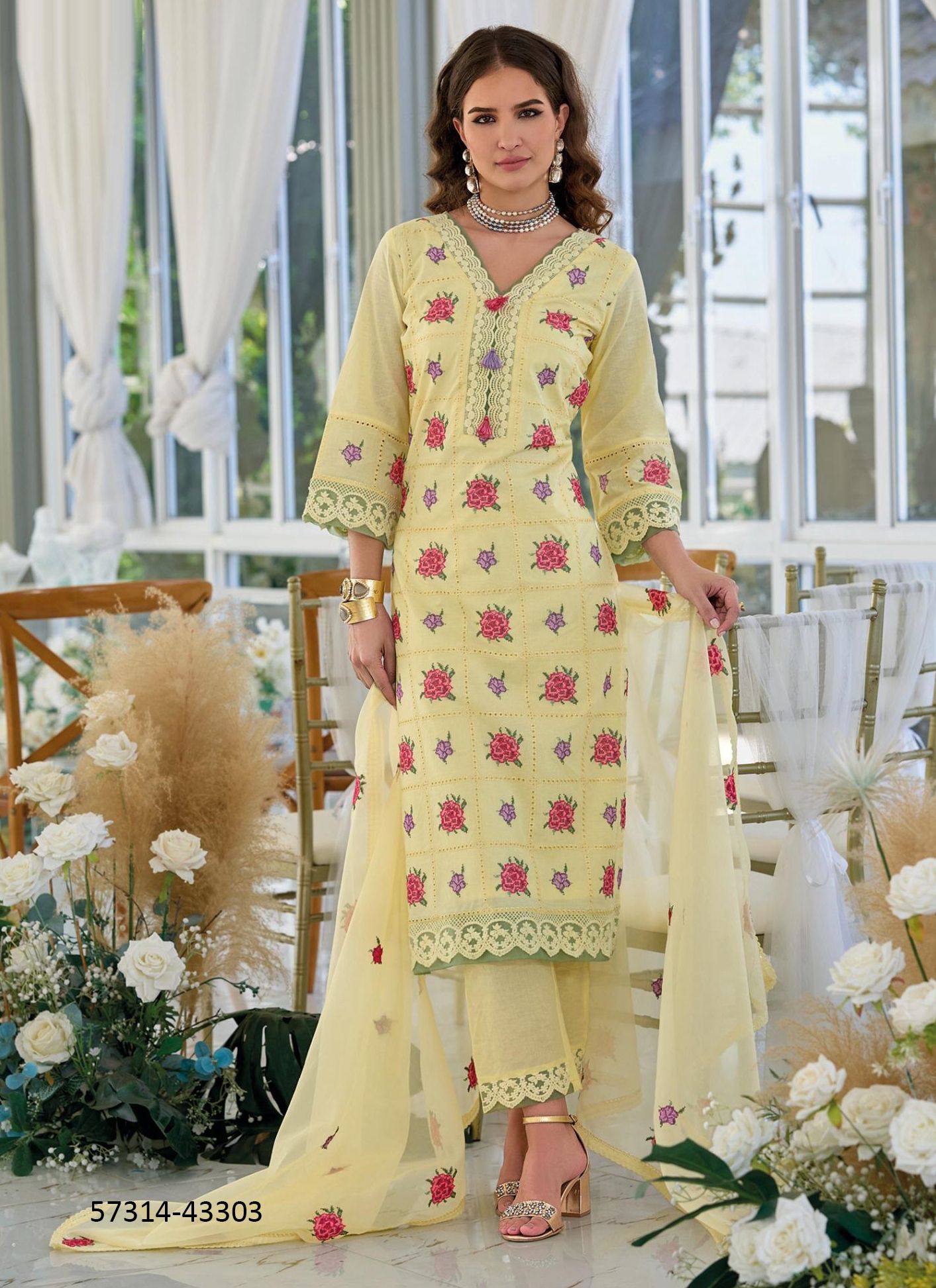 MASQUE - Catalog # 57314 (Set of 4 Readymade Salwar Suits) by Brand KAILEE FASHIONS