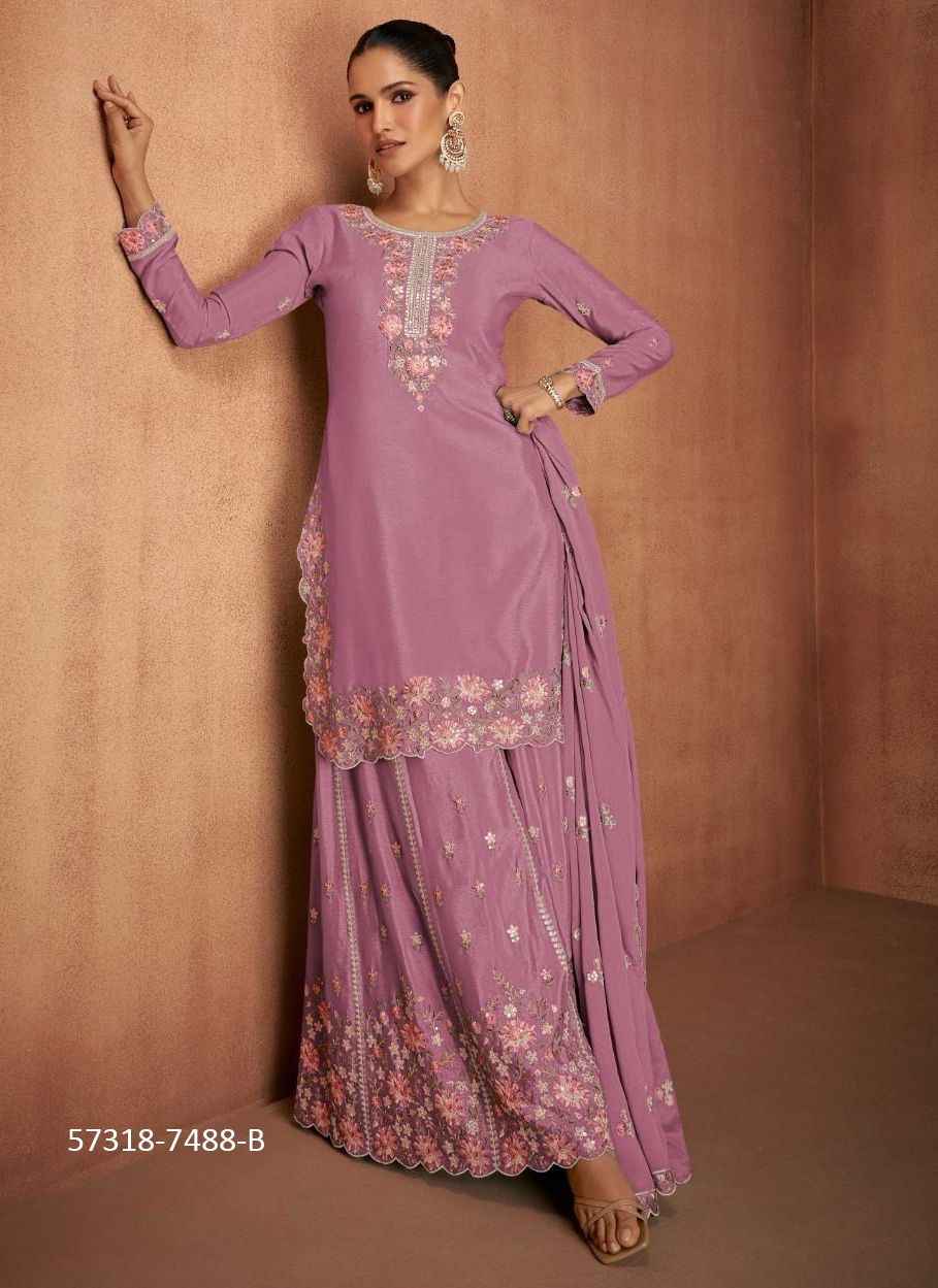 ELVIRA - Catalog # 57318 (Set of 4 Readymade Salwar Suits) by Brand GULKAYRA DESIGNER