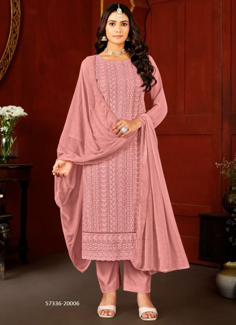 LUCKNOWI 7 - Catalog # 57336 (Set of 8 Readymade Salwar Suits) by Brand STROLLAY ®
