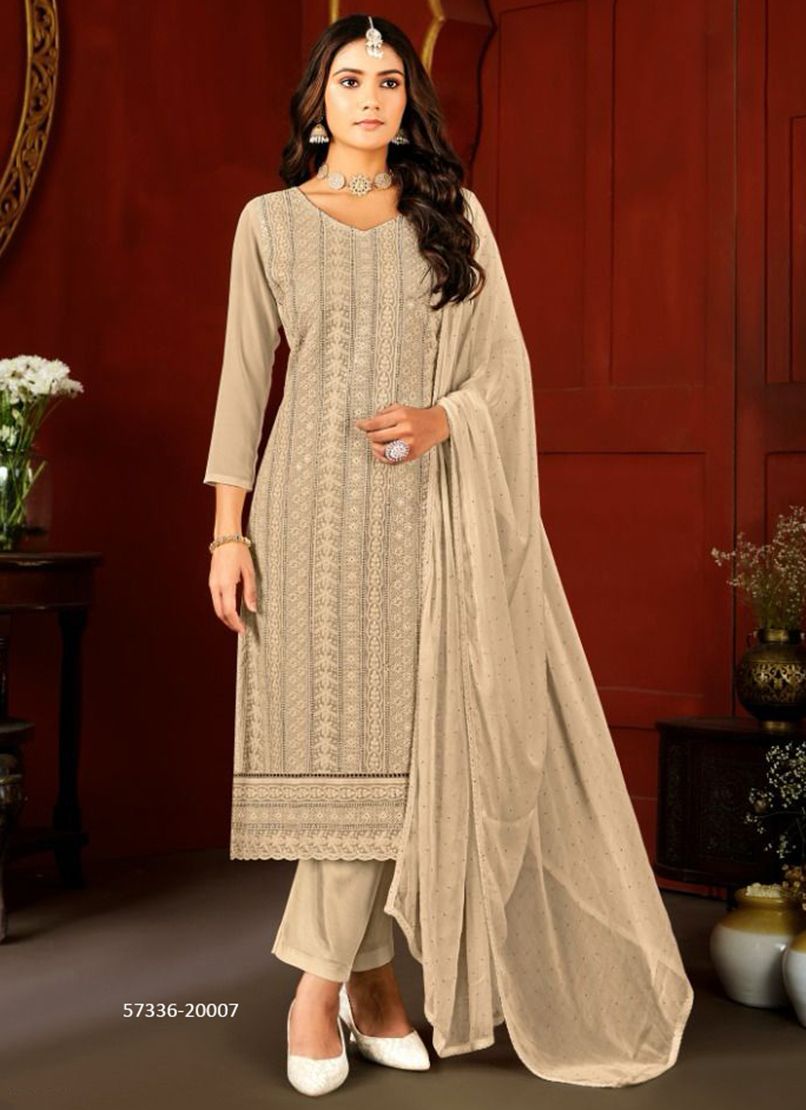 LUCKNOWI 7 - Catalog # 57336 (Set of 8 Readymade Salwar Suits) by Brand STROLLAY ®