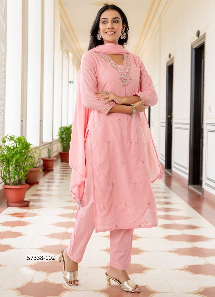 SEHAR - Catalog # 57338 (Set of 4 Readymade Salwar Suits) by Brand OSSM