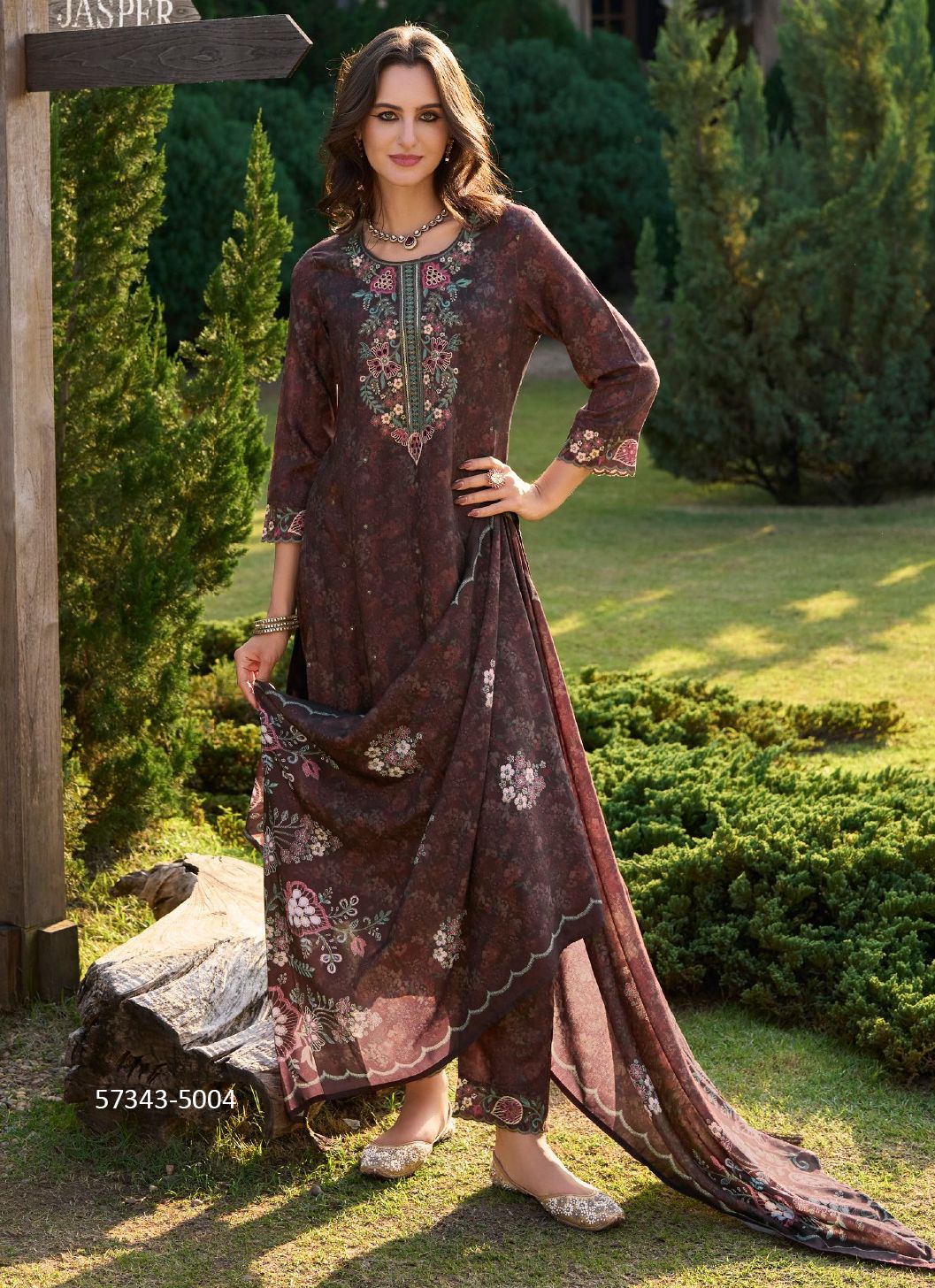 GLAM - Catalog # 57343 (Set of 4 Readymade Salwar Suits) by Brand POONAM DESIGNER