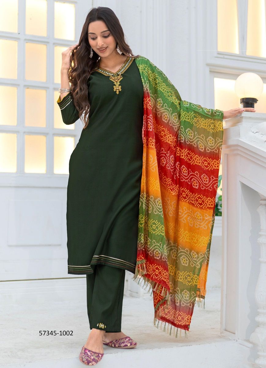 NIKITA - Catalog # 57345 (Set of 4 Readymade Salwar Suits) by Brand MITTOO